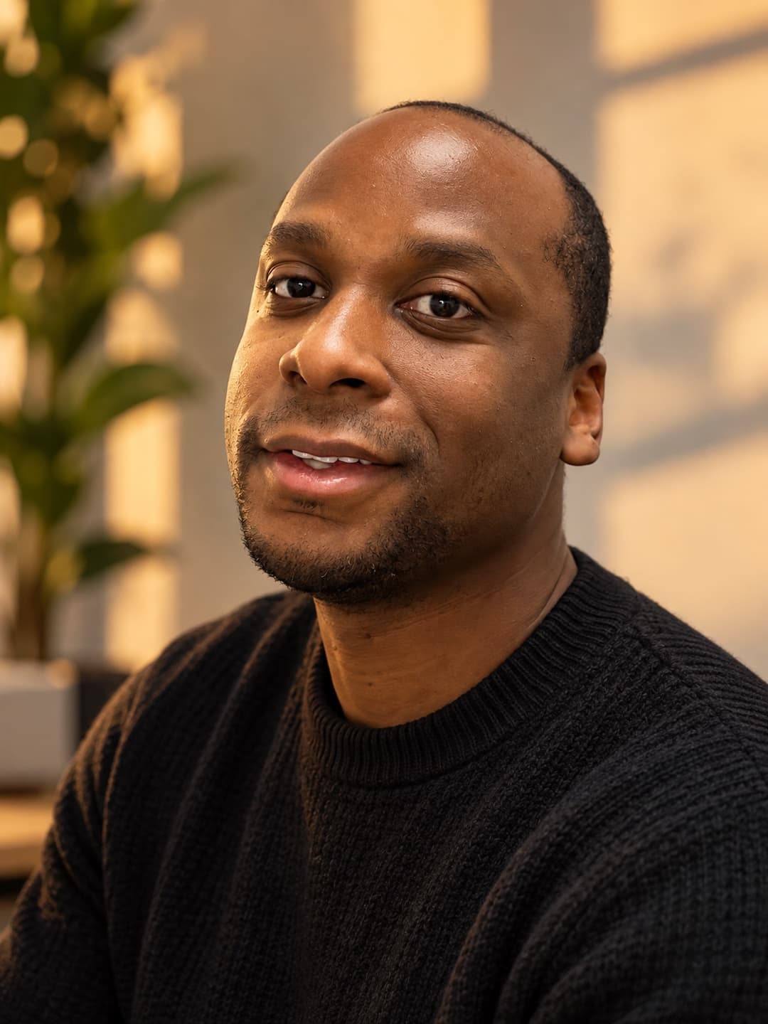 DaQuan Louden, smiling, in a dark sweater.